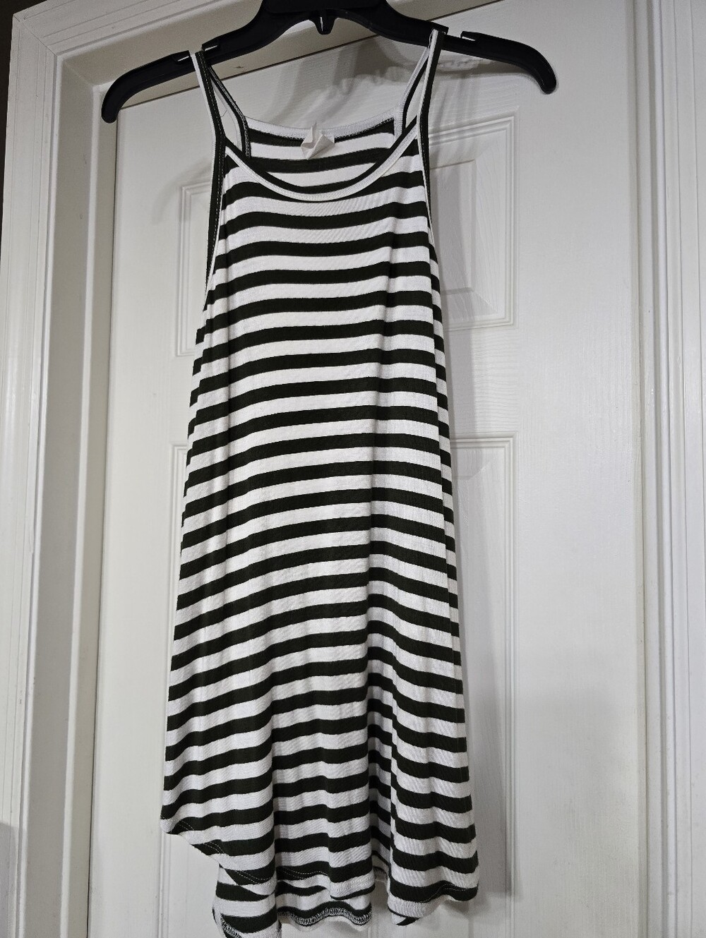 Black & White Striped Sleeveless Swing Dress